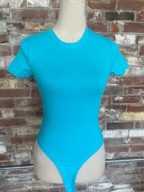 Primark Cares Bright Teal Short Sleeve Stretch Bodysuit Size XS